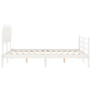 Berkfield Bed Frame with Headboard White King Size Solid Wood