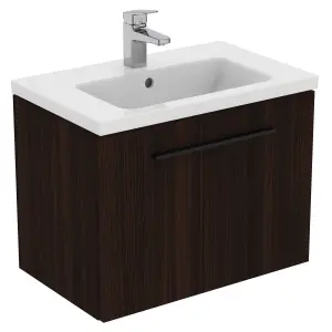 Ideal Standard i.life S Compact Matt Coffee Oak effect Wall-mounted Bathroom Vanity unit (H) 440mm (W) 600mm