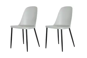 Core Products Aspen White 80cm Square Dining Table with 4 Light Grey Plastic Duo Design Chairs