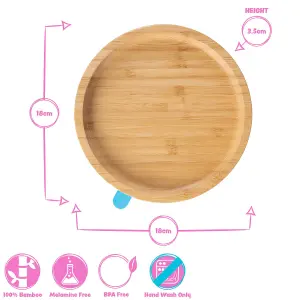 Bamboo Round Baby Weaning Plate & Fork Set - Beige