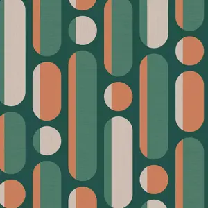 Envy Morse Bottle Tange Green Rust & Green Geometric Wallpaper