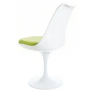 White Tulip Dining Chair with Green PU Cushion