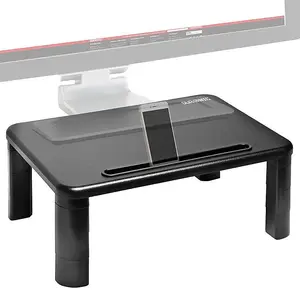 Duronic DM055 Monitor Stand Riser 40x28cm, Laptop and Screen Stand for Desktop, 10kg Capacity, MDF Wood - black