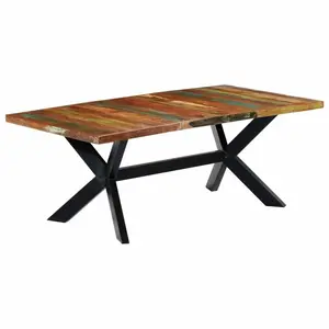 Kere Solid Wood Top Metal Base Dining Table