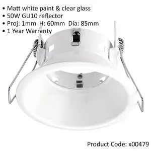 Anti-Glare Recessed Bathroom Downlight IP65 - 50W GU10 Reflector - Matt White