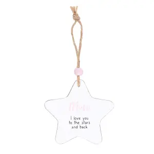 Something Different Mum Star Hanging Sentiment Sign White/Pink/Black (One Size)