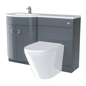 Nes Home Grey 1100mm LH BTW Soft Close Toilet & Resin Basin