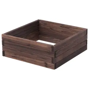 Costway Square Planter Box 60 x 60 cm Wood Raised Garden Bed Planter With Open-Ended Base