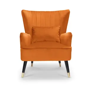 Velvet Orange Camila Accent Wingback Chair