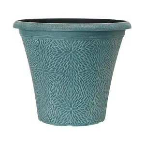 April Indigo Green Round Planter 14.5'' Container For Flowers