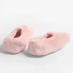 Memory Foam Slipper Socks Faux Fur Fleece Warm Soft Womens Ladies - Blush - M/L