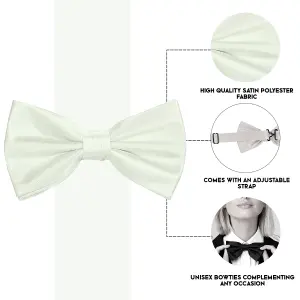 Ivory Satin Polyester Bow Tie for Casual & Formal Wear, Wedding Party Accessory