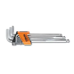 Beta Tools 96LBP SC9 Extra-Long Hexagon Ball Head Offset 9-Piece Key Wrench