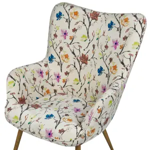 Wingback Chair VEJLE with Footstool Fabric Cream