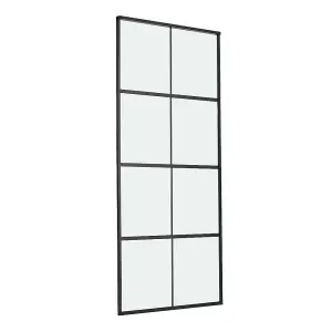 8 Lites Clear Glass Black Sliding Barn Door Panel Interior Door with 6ft Hardware Kit, 90 x 205 cm