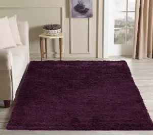 Serdim Rugs Plain Living Room Shaggy Area Rugs Violet 160x230 cm