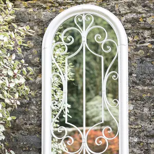 La Hacienda Aston & Wold Antique White Arch Framed Garden mirror 970mm x 490mm