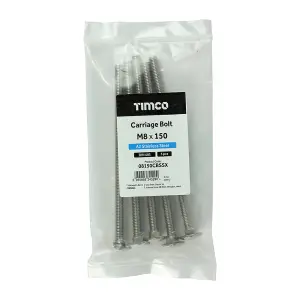 Timco - Carriage Bolts - A2 Stainless Steel (Size M8 x 150 - 5 Pieces)