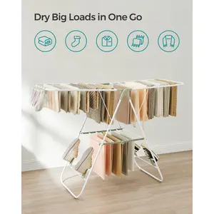 Steel Foldable Gullwing Drying Rack White/Green / 147cm W x 51cm D