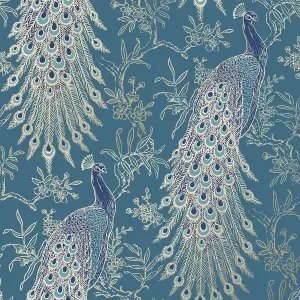 World of Wallpaper Peacock Wallpaper Emerald Green/Gold (274591)