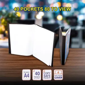 KAV A4 Display Presentation Book - 40 Pockets, 80 Views - Acid Free Copy Safe Durable PP Material Polly Pocket Folder Pack of 12