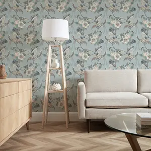 Beautiful Birds Wallpaper In Duck Egg