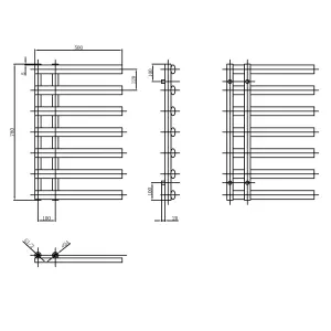 Donovan Black Heated Towel Rail - 780x500mm