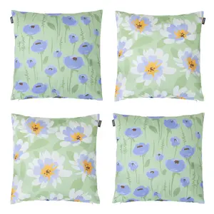 Veeva Meadow Print Set of 4 Green Outdoor Cushion