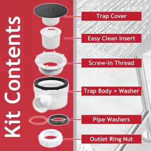 SPARES2GO Shower Trap for 90mm Tray Plug Hole 1.5" Luxury Drain Water Waste Dome Base Kit (Matt Black)