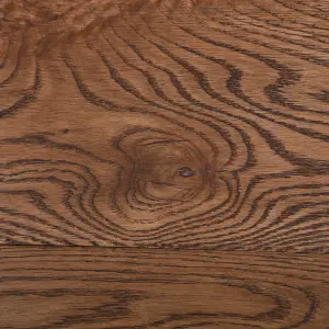 GoodHome Skanor Dark Brown Oak effect Oak Solid wood flooring, Pack of 1, 1.3m²