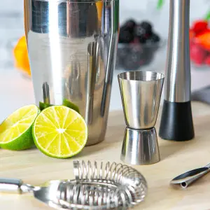 Rink Drink - Manhattan Cocktail Shaker Set - Silver - 5pc