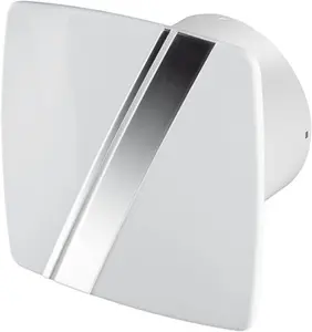 AirTech-UK Bathroom Extractor Fan 100 mm / 4" White with Metallic band Linea Front Panel with Timer