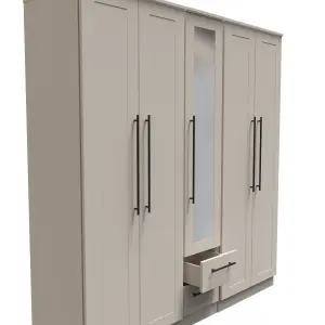 Howard Tall 5 Door 2 Drawer 1 Mirror Wardrobe in Kashmir Matt (Ready Assembled)