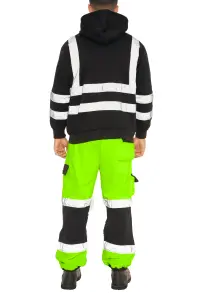 SSS Hi Viz Trouser High Visibility Mens Work Trouser Safety Fleece Worker Pants Reflective Fluorescent Joggers-Green-XXL