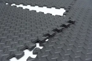 Black Gym Flooring Puzzle Mat Interlocking EVA Floor Tiles Non slip Rubber Cushion For Home Workout Yoga Matting, 60x60x1.1cm 8pcs