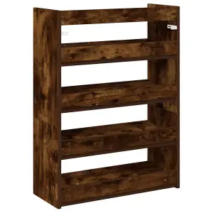 Berkfield Shoe Rack Smoked Oak 80x25x61.5 cm Engineered Wood