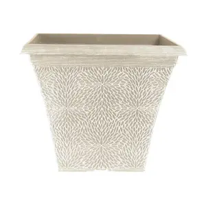 Pair of April Powdered Beige Grey Square Planters 14.5'' Containers For Flowers