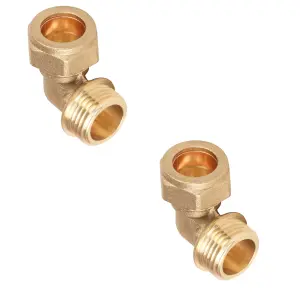 2 x Brass Compression Male Elbow 15mm x 3/4"