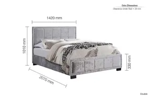 Birlea Hannover Double Bed Steel Crushed Velvet