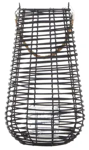 Interiors by Premier Lentigo Large Black Rattan Lantern