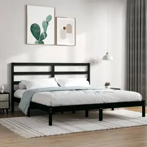 Berkfield Bed Frame Black Solid Wood Pine 200x200 cm