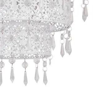 First Choice Lighting White Moroccan Styled Tiered Light Shade