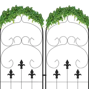 Outsunny Set of 2 Metal Trellis for Climbing Plants, Scrolls Design, 45 x 150cm