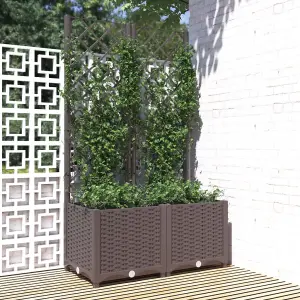 Berkfield Garden Planter with Trellis Brown 80x40x136 cm PP