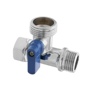 Hommix Three-Way Ball Valve Three connections: Male 1/2 inch, Female 1/2 inch, Male 3/4 inch