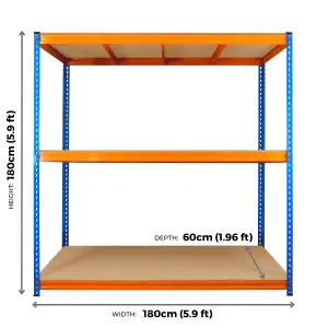 20 Bays of 3 Tier ULTRA HEAVY DUTY Storage Racking 1800h x 1800w x 600d mm 350kg