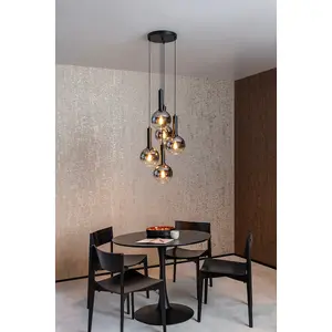 Lucide Marius Modern Cluster Pendant Light 55cm - 5xE27 - Black