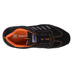 Portwest Mens Steelite Lusum S1P HRO Suede Safety Shoes Black/Orange (10 UK)