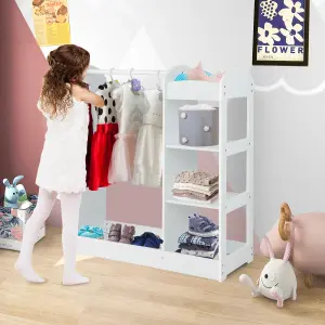 Costway Kids Dress Up Storage Kids Play Armoire Dresser Dressing Up Wardrobe With Mirror