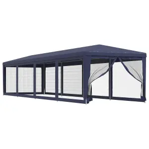 Berkfield Party Tent with 10 Mesh Sidewalls Blue 3x12 m HDPE